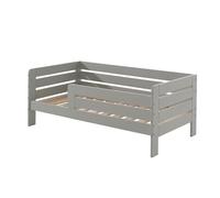 FURNLUX Cama infantil de madera de pino, 70 x 140 cm, color gris, 76 x 144 x 56 cm, listones horizontales, acabado de madera maciza