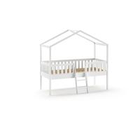 FURNLUX Dallas - Cama infantil (90 x 200 cm, madera de pino escandinavo, 120 x 209 x 202 cm), color blanco