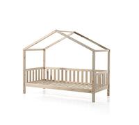 FURNLUX Dallas - Cuna infantil (90 x 200 cm, madera de pino, con protección lateral, 97 x 211 x 170 cm), color beige