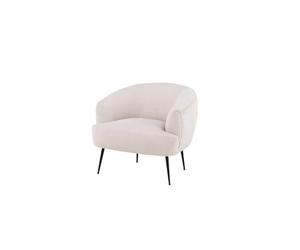 FURNLUX Derry Sillón retro para salón, tapizado con funda textil, color beige, 70 x 79 x 69 cm, profundidad del asiento 50 cm, altura del asiento 46 cm, respaldo curvado