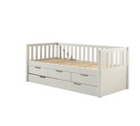 FURNLUX Fritz - Cama alta infantil (90 x 200 cm, madera de pino, con 3 cajones, 99 x 212 x 86 cm), color blanco