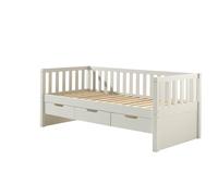 FURNLUX Fritz - Cama alta infantil (90 x 200 cm, madera de pino, con 3 cajones y protección lateral, 99 x 212 x 86 cm), color blanco