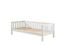 FURNLUX Fritz - Cama alta para niños, 90 x 200 cm, pino macizo, color blanco, diseño minimalista, rieles de tres lados, 99 x 212 x 68 cm