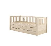 FURNLUX Fritz - Cuna con espacio de almacenamiento, 90 x 200 cm, madera de pino, cama con 3 cajones, 99 x 212 x 86 cm