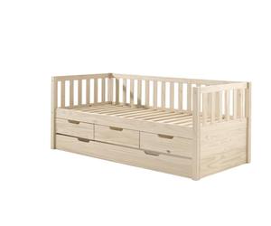 FURNLUX Fritz - Cuna con espacio de almacenamiento, 90 x 200 cm, madera de pino, cama con 3 cajones, 99 x 212 x 86 cm