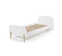 FURNLUX KIDDY - Cuna, 90 x 200 cm, cama individual, color blanco, diseño moderno, con somier, MDF y madera de pino, 206 x 95 x 73 cm