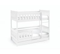 FURNLUX LILA - Litera, 190 x 80 cm, color blanco, madera de pino, 198 x 86 x 141 cm, cuna con espacio de almacenamiento