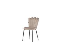 FURNLUX LIMHAMN Silla de comedor de diseño moderno, tela de terciopelo, beige, 44 x 42 x 82 cm, respaldo decorativo en forma de gusano, patas metálicas con recubrimiento de polvo negro