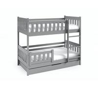 FURNLUX Litera, 80 x 160 cm, cama infantil, cama alta, gris, moderna, con cajón, madera de pino, 168 x 86 x 141 cm