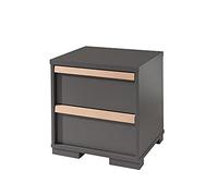 FURNLUX London - Mesita de noche (49 x 40 x 49 cm, 2 cajones con cierre suave, madera compuesta), color gris