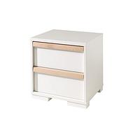 FURNLUX London - Mesita de noche (madera, 49 x 40 x 49 cm, 2 cajones con sistema de cierre suave, estilo escandinavo), color blanco