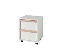 FURNLUX London - Mesita de noche (madera, 49 x 40 x 60 cm, 2 cajones con cierre suave, estilo moderno), color blanco