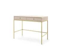 FURNLUX Mesa consola beige con patas doradas, 104 x 50 x 78 cm, 23 kg, moderna, requiere montaje, rectangular, con instrucciones de montaje (idioma español no garantizado)