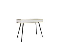 FURNLUX Mesa consola blanca con patas negras, 102 x 50 x 79 cm, rectangular, estilo moderno, para pasillo y sala de estar, serie ORO