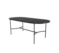 FURNLUX Mesa de comedor ovalada Skate de 90 x 200 x 75 cm, tablero de fibra de densidad media, color negro, estructura de metal con recubrimiento en polvo, 35 kg