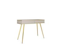 FURNLUX ORO - Mesa consola (102 x 50 x 79 cm, rectangular, diseño moderno, madera de ingeniería/melamina, MDF/ABS, color beige con detalles dorados)