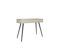 FURNLUX ORO Mesa consola beige con patas negras, madera de ingeniería/melamina, MDF/ABS, 102 x 50 x 79 cm, rectangular, estilo moderno