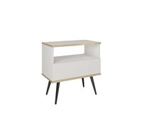 FURNLUX ORO - Mesita de noche (tablero DM y melamina, 54 x 39 x 59 cm, con cajón y estante abierto), diseño moderno