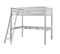 FURNLUX Pino - Cama alta (140 x 200 cm, pino escandinavo, con escritorio, 149 x 209 x 190 cm, incluye somier)