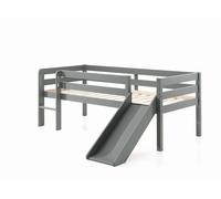 FURNLUX Pino - Cama alta (175 x 208 x 83 cm), color gris, estilo escandinavo, con tobogán, madera de pino maciza, 90 x 200 cm, incluye somier