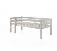 FURNLUX Pino - Cama alta (90 x 200 cm, color blanco, estilo escandinavo, con somier, madera de pino maciza, 105 x 208 x 83 cm)