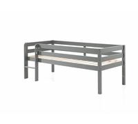 FURNLUX Pino - Cama individual (105 x 208 x 83 cm, altura al suelo, 41,5 cm, madera de pino, con somier para colchón de 90 x 200 cm), color gris