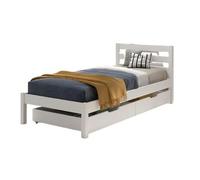 FURNLUX Pino - Cama individual (90 x 200 cm, 2 cajones, madera de pino, 211 x 98 x 85 cm), color blanco