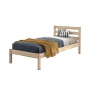 FURNLUX Pino - Cama individual (90 x 200 cm, madera de pino, diseño escandinavo, 98 x 211 x 85 cm), color beige