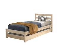 FURNLUX Pino - Cama individual con cama nido (90 x 200 cm, pino, 98 x 211 x 85 cm), color beige