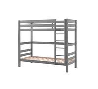 FURNLUX Pino - Litera, 106 x 210 x 182 cm, color gris, pino escandinavo, posición de escalera izquierda y derecha, con somier para colchón de 90 x 200 cm