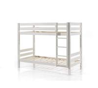 FURNLUX Pino - Litera, 90 x 200 cm, 106 x 210 x 161 cm, color blanco, estilo escandinavo, escalera reversible, madera de pino maciza, somier de láminas