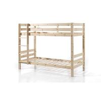 FURNLUX Pino - Litera (90 x 200 cm, madera maciza de pino, estilo escandinavo, con escalera izquierda y derecha, incluye somier, 106 x 210 x 161 cm)