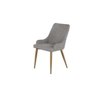 FURNLUX Plaza - Silla de comedor, diseño moderno, funda textil en gris, estructura metálica de madera de roble, 49 x 58 x 86 cm, 6 kg, respaldo acolchado, instrucciones de cuidado: spray textil
