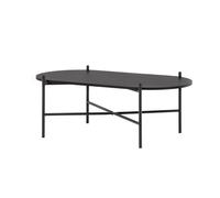 FURNLUX Pueblo Mesa de café, ovalada, diseño escandinavo, color negro, 120 x 45 x 60 cm, 16 kg, tablero de tablero de fibra de densidad media, marco de acero