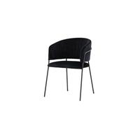 FURNLUX Selma Silla de comedor, comedor y salón, tapizada con pespuntes, textil, negro, 54 x 58 x 82 cm, 7 kg, respaldo redondeado, estructura de acero