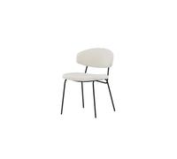 FURNLUX Silla de comedor Chico, color blanco, estructura de acero negro, 50 x 57 x 79 cm, profundidad del asiento: 44 cm, altura del asiento: 49 cm, 5 kg