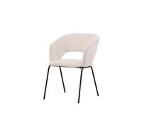 FURNLUX Silla de comedor de diseño moderno, silla tapizada, textil de lino, beige, 66 x 66 x 86 cm, profundidad del asiento 50 cm, 8 kg, respaldo abierto, estructura de acero en negro