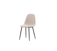FURNLUX Silla de comedor escandinava, comedor, cocina, salón, tapizada, textil bou eige, 44 x 53 x 88 cm, profundidad del asiento 42 cm, 4 kg, respaldo redondeado, estructura de acero negro