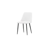 FURNLUX Silla de comedor escandinava, tapizada, textil, color blanco con patas negras, 49 x 56 x 87 cm, 6 kg