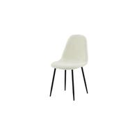 FURNLUX Silla de comedor Polar con acolchado de poliéster, color blanco, estructura negra con recubrimiento de polvo, 44 x 53 x 88 cm, 4 kg, respaldo redondeado, quitar manchas inmediatamente