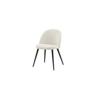 FURNLUX Velvet - Silla de comedor tapizada para comedor, tapizada con tela Manchester, beige, 50 x 57 x 77 cm, 6 kg, respaldo redondeado, estructura de metal negro, spray textil recomendado para el
