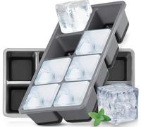 FURNSII Cubiteras para Hielo Grande con Tapa, 2 Piezas Cubitera Hielo Silicona Certificado LFGB y Libre de BPA, Molde para Cubitos Hielo Ice Cube Tray para Cerveza Cócteles Whisky (Negro)