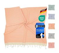 furora HOLIDAY Toalla de Playa Fouta de 1 x 2 m, de algodón, para Vacaciones, imprescindible, Toalla de Playa, XXL, Larga, Ligera y Ahorra Espacio, Manta, Toalla de baño (Naranja)
