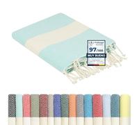 furora Holiday Toalla Playa Grande, Algodon 100 x 200 cm - Compacto, Ligero, Suave | Fouta Beach Towel con Flecos, Pareo, Toallas Piscina Mujer + Hombre | Manta de Viaje y Playa y Manta Picnic
