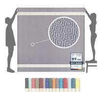 furora HOLIDAY Toalla Playa Grande GIGANTE (algodon) 200 x 200 cm - compacto, ligero, suave | Fouta Beach Towel con Flecos, Pareo, Toalla Piscina mujer + hombre | Manta de Viaje y Playa y Manta Picnic