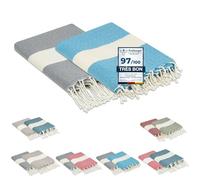 furora Holiday Toalla Playa Grande (Juego de 2) Algodon 100 x 200 cm - Compacto, Ligero | Fouta Beach Towel con Flecos, Pareo, Toallas Piscina Mujer + Hombre | Manta de Viaje y Playa y Manta Picnic