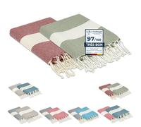 furora Holiday Toalla Playa Grande (Juego de 2) Algodon 100 x 200 cm - Compacto, Ligero | Fouta Beach Towel con Flecos, Pareo, Toallas Piscina Mujer + Hombre | Manta de Viaje y Playa y Manta Picnic
