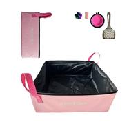 FurorMeow - Caja de arena portátil para gatos, caja de arena plegable para viajes, caja de arena firme e impermeable para gatos, incluye bola arrugada, bolsas para excrementos, cuenco plegable y