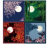 Furoshiki - Juego de 4 paños de envoltura para 4 estaciones en Japón, primavera, verano, otoño e invierno, 19.7 x 19.7 pulgadas