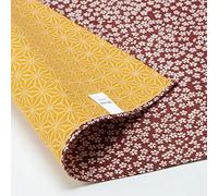 Furoshiki - Paño de envoltura/reversible [algodón] (Sakura x adorno de lino: marrón/caléndula)
